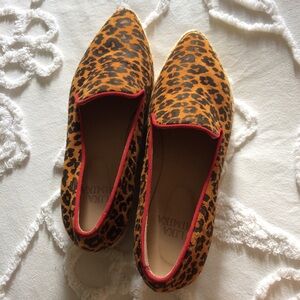 Leopard Print Espadrille Flats with Red Trim - Women